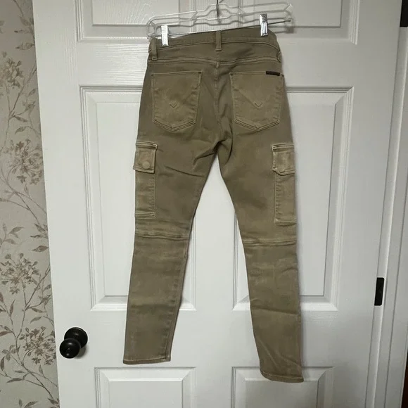 HUDSON Cargo Pants Khaki‎ Tan Zipper Pockets Moto Style Womens Size 23 - Picture 7 of 10